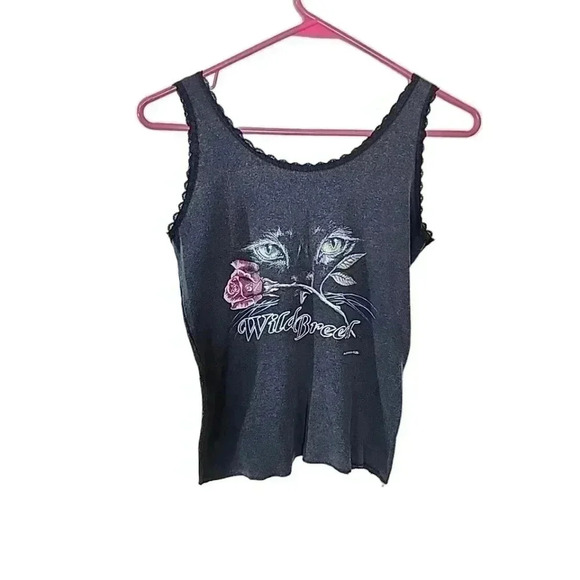 CMJ Tops - Vintage 1998 Wild Breed Cat Eyes Graphic Tank Top. Dead stock. Size Medium